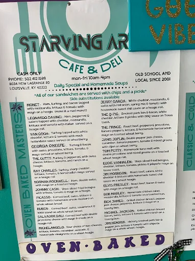 Printed menu page listing the Oven Baked Masters sandwiches